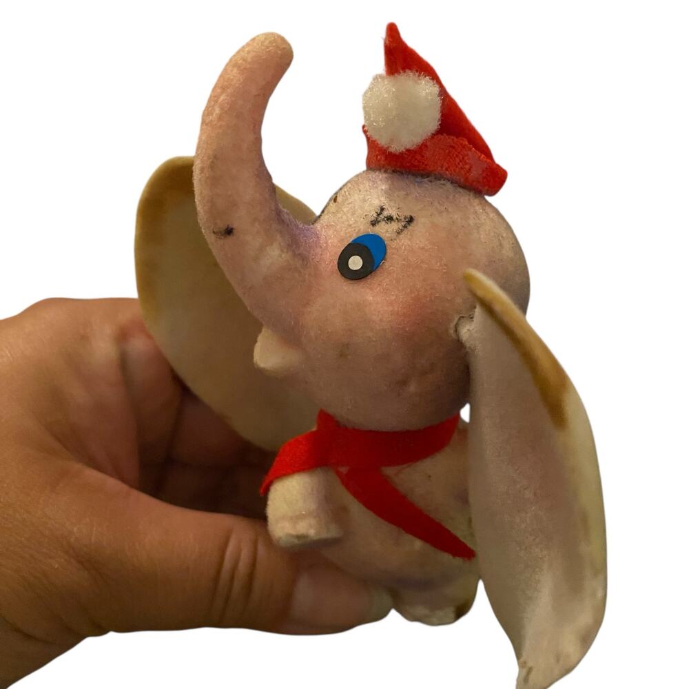 Vintage Dumbo Disney Toy Pre-1968 Flocked 4.5" Tall Disneyana